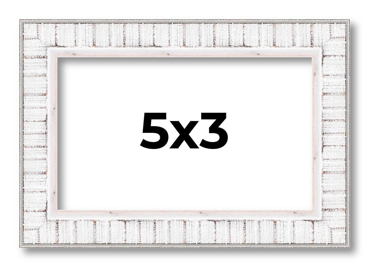 Photo Size Textured White Picture Frame - UV Acrylic, Foam Board Backing, Hanging Hardware